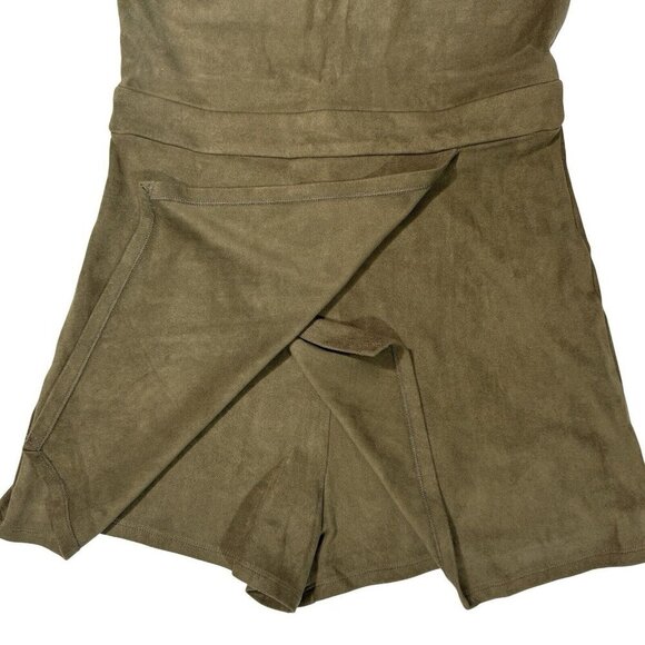 HYFVE HYFVE HYFVE Womens Faux Suede Romper Medium Green Skirt Overlay Stretch - Picture 5 of 12